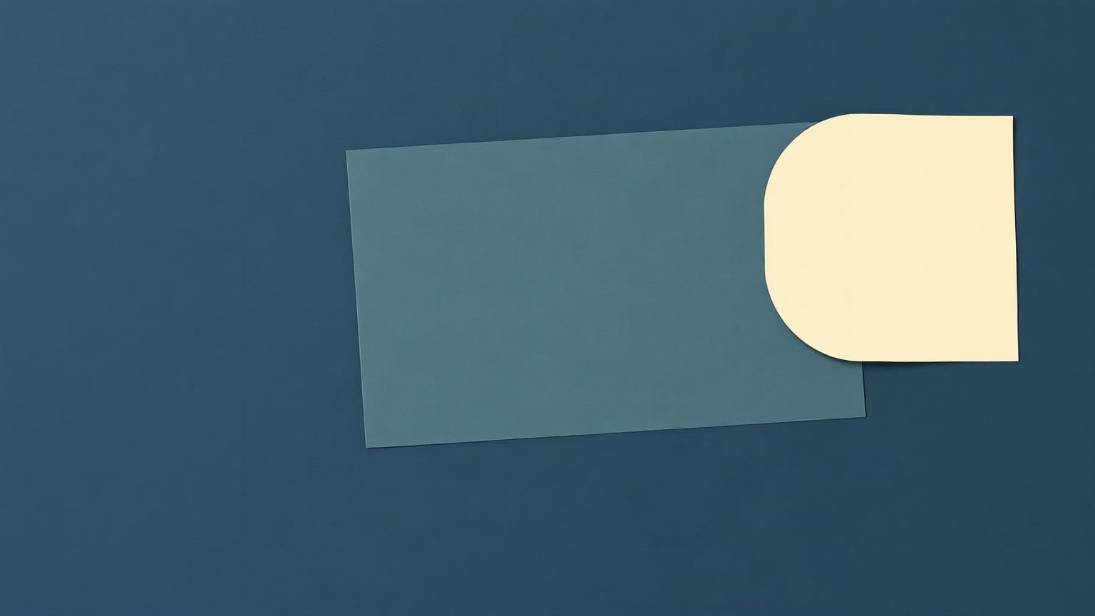Cut-paper illustration: a pale rounded card half inserted into a flat rectangular sleeve.